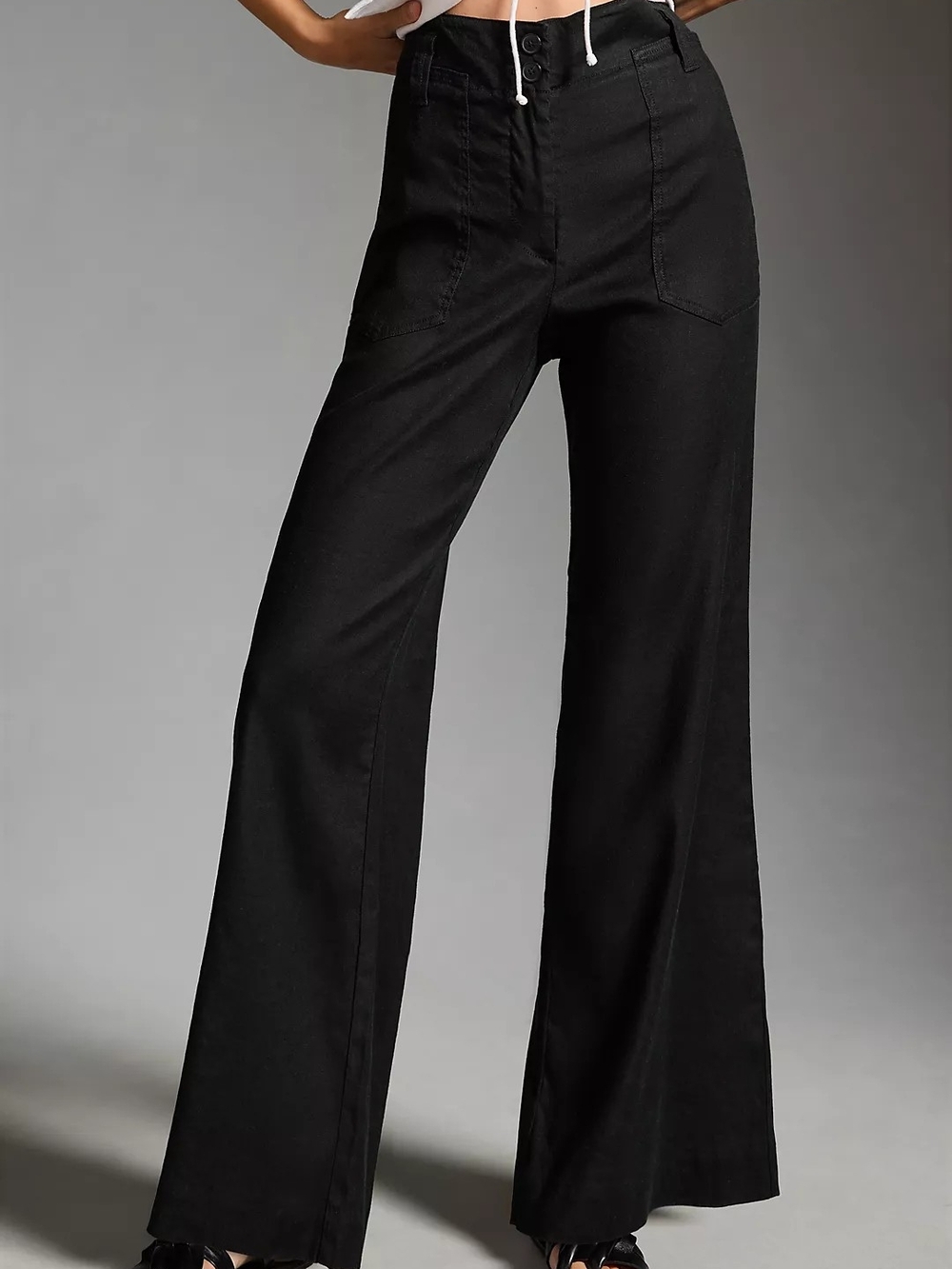 Maeve Pants Womens 12 The Naomi Wide Leg Flare Black Anthropologie High Rise. - Picture 2 of 13